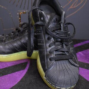 Adidas Black Electric Green Superstar CLR Basketball Shell Toe Shoes size 7